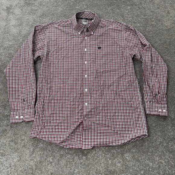 Cinch Other - Cinch Men’s M Western Button-Up Shirt Red Black Gray Plaid Long Sleeve Cowboy
